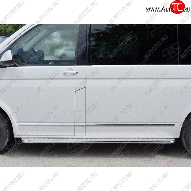 15 999 р. Правая широкая защита порогов SLITKOFF из круглой трубы d63 мм v2 Volkswagen Transporter T6 дорестайлинг (2015-2019)  с доставкой в г. Горно‑Алтайск