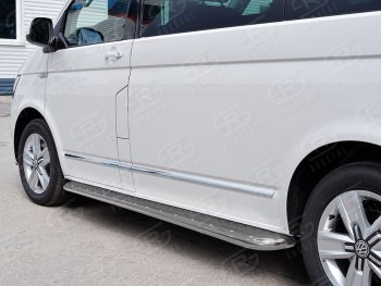 25 549 р. Правая защита порогов SLITKOFF из круглой трубы d63 мм v3 Volkswagen Transporter T6 дорестайлинг (2015-2019)  с доставкой в г. Горно‑Алтайск. Увеличить фотографию 2