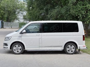 Правая защита порогов SLITKOFF из круглой трубы d63 мм v3 Volkswagen Transporter T6 дорестайлинг (2015-2019)