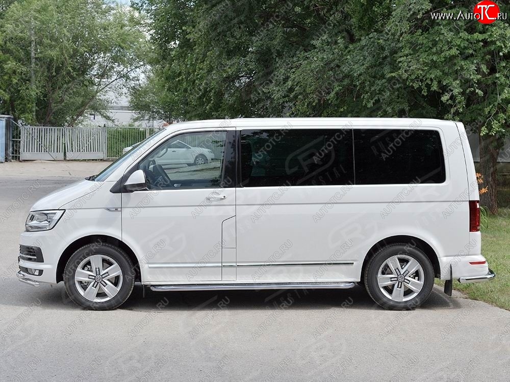 25 549 р. Правая защита порогов SLITKOFF из круглой трубы d63 мм v3 Volkswagen Transporter T6 дорестайлинг (2015-2019)  с доставкой в г. Горно‑Алтайск