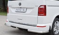 Защита заднего бампера (Ø63 мм уголки, нержавейка, короткая база) SLITKOFF Volkswagen Multivan T6 дорестайлинг (2016-2019)