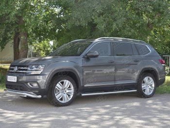 23 999 р. Защита переднего бампера (2 трубы Ø63 и 42 мм, нержавейка) SLITKOFF  Volkswagen Teramont  CA1 (2016-2020) дорестайлинг  с доставкой в г. Горно‑Алтайск. Увеличить фотографию 2