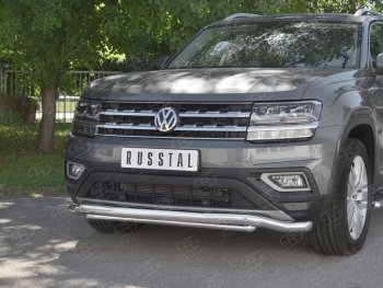 23 999 р. Защита переднего бампера (2 трубы Ø63 и 42 мм, нержавейка) SLITKOFF  Volkswagen Teramont  CA1 (2016-2020) дорестайлинг  с доставкой в г. Горно‑Алтайск. Увеличить фотографию 4