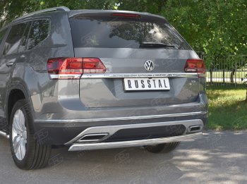 10 649 р. Защита заднего бампера (Ø75х42 мм, нержавейка) Russtal  Volkswagen Teramont  CA1 (2016-2020) дорестайлинг  с доставкой в г. Горно‑Алтайск. Увеличить фотографию 4