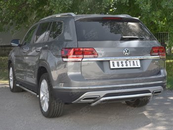 13 249 р. Защита заднего бампера (Ø42 мм волна, нержавейка) SLITKOFF Volkswagen Teramont CA1 дорестайлинг (2016-2020)  с доставкой в г. Горно‑Алтайск. Увеличить фотографию 4