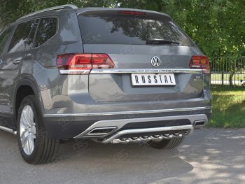 21 399 р. Защита заднего бампера (Ø42 мм, волна+зубы, нержавейка) SLITKOFF Volkswagen Teramont CA1 дорестайлинг (2016-2020)  с доставкой в г. Горно‑Алтайск. Увеличить фотографию 4