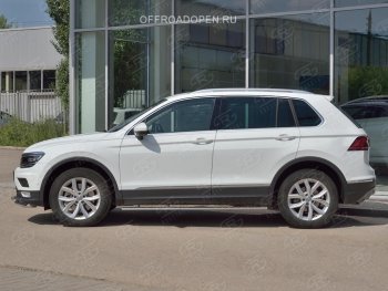 20 749 р. Пороги труба 75х42 овал с проступью Russtal Volkswagen Tiguan Mk2 дорестайлинг (2016-2020)  с доставкой в г. Горно‑Алтайск. Увеличить фотографию 4