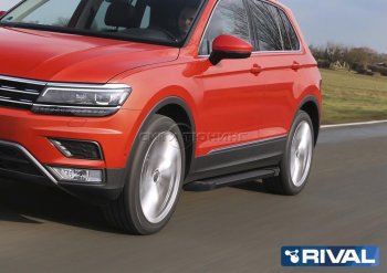 9 499 р. Порожки для ног Rival Volkswagen Tiguan Mk2 дорестайлинг (2016-2020) (Чёрные)  с доставкой в г. Горно‑Алтайск. Увеличить фотографию 4