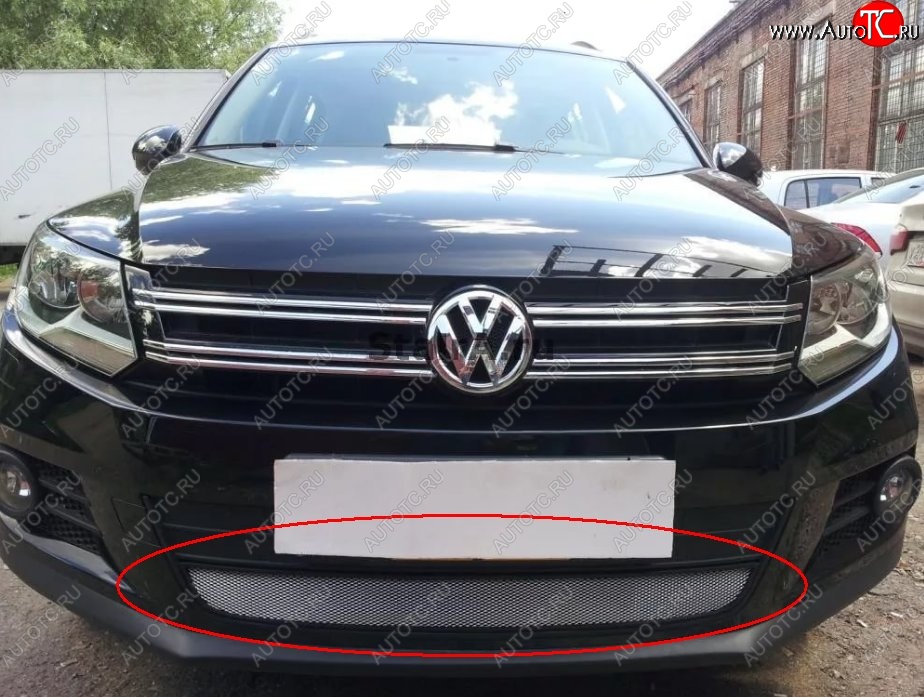 2 799 р. Защитная решётка в воздуховод автомобиля Russtal (хром)  Volkswagen Tiguan  Mk2 (2016-2020) дорестайлинг  с доставкой в г. Горно‑Алтайск