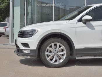 17 399 р. Защита переднего бампера (2 трубы Ø42 мм, нержавейка, NOT OFF ROAD) SLITKOFF  Volkswagen Tiguan  Mk2 (2016-2020) дорестайлинг  с доставкой в г. Горно‑Алтайск. Увеличить фотографию 4