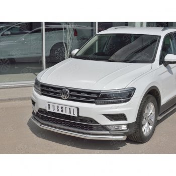 13 899 р. Защита переднего бампера (Ø63 мм, нержавейка, NOT OFF ROAD) SLITKOFF  Volkswagen Tiguan  Mk2 (2016-2020) дорестайлинг  с доставкой в г. Горно‑Алтайск. Увеличить фотографию 2