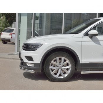 13 899 р. Защита переднего бампера (Ø63 мм, нержавейка, NOT OFF ROAD) SLITKOFF  Volkswagen Tiguan  Mk2 (2016-2020) дорестайлинг  с доставкой в г. Горно‑Алтайск. Увеличить фотографию 4