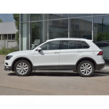 20 849 р.  Защита порогов (Ø63 мм, секции) SLITKOFF  Volkswagen Tiguan  Mk2 (2016-2020) дорестайлинг (Вариант 2 (пластиковые заглушки))  с доставкой в г. Горно‑Алтайск. Увеличить фотографию 2