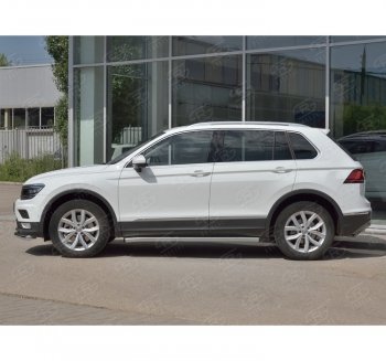 20 849 р.  Защита порогов (Ø63 мм, секции) SLITKOFF  Volkswagen Tiguan  Mk2 (2016-2020) дорестайлинг (Вариант 2 (пластиковые заглушки))  с доставкой в г. Горно‑Алтайск. Увеличить фотографию 3