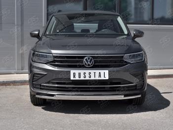 21 399 р. Защита переднего бампера (2 трубы Ø42, нержавейка, NOT R-LINE) Volkswagen Tiguan Mk2 рестайлинг (2020-2022)  с доставкой в г. Горно‑Алтайск. Увеличить фотографию 2