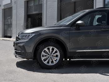 17 399 р. Защита переднего бампера (Ø42 мм нержавейка, NOT R-LINE) SLITKOFF Volkswagen Tiguan Mk2 рестайлинг (2020-2022) (полированная нержавейка)  с доставкой в г. Горно‑Алтайск. Увеличить фотографию 3