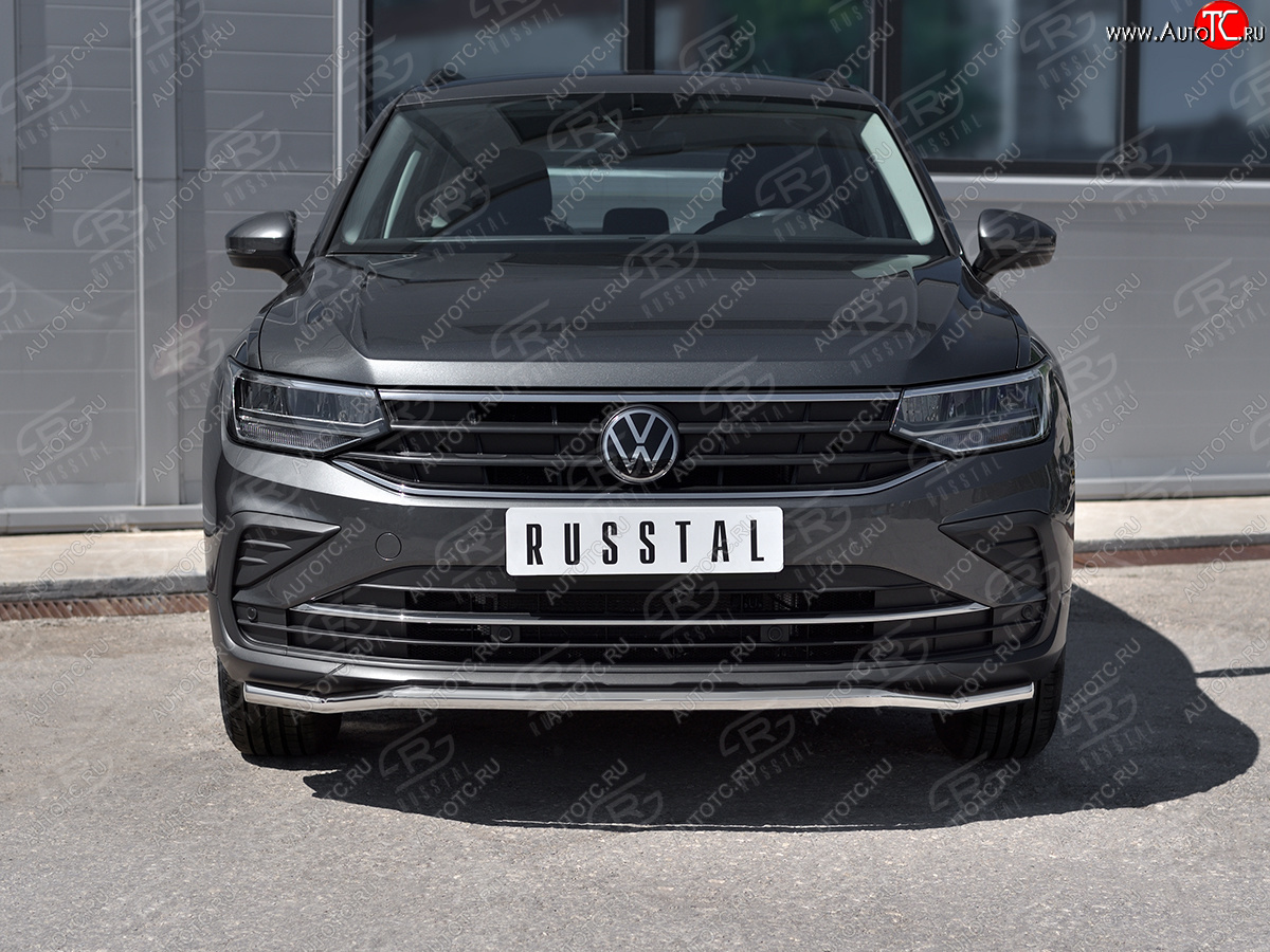 17 999 р. Защита переднего бампера (Ø42 мм волна, нержавейка, NOT R-LINE) SLITKOFF Volkswagen Tiguan Mk2 рестайлинг (2020-2022)  с доставкой в г. Горно‑Алтайск