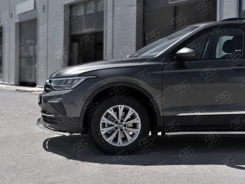 17 999 р. Защита переднего бампера (Ø42 мм волна, нержавейка, NOT R-LINE) SLITKOFF Volkswagen Tiguan Mk2 рестайлинг (2020-2022)  с доставкой в г. Горно‑Алтайск. Увеличить фотографию 2