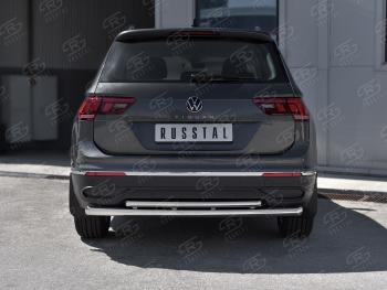 16 399 р. Защита заднего бампера (Ø63 и 42 мм, нержавейка, NOT R-LINE) SLITKOFF  Volkswagen Tiguan  Mk2 (2020-2022) рестайлинг  с доставкой в г. Горно‑Алтайск. Увеличить фотографию 2