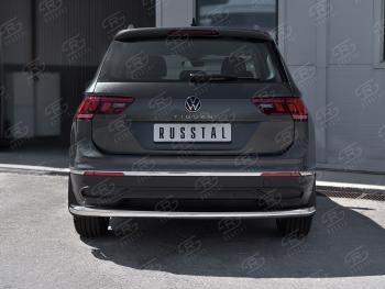 16 349 р. Защита заднего бампера (Ø63 мм, нержавейка, NOT R-LINE) SLITKOFF  Volkswagen Tiguan  Mk2 (2020-2022) рестайлинг  с доставкой в г. Горно‑Алтайск. Увеличить фотографию 2