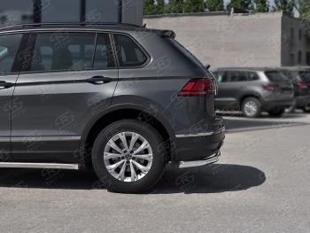 16 349 р. Защита заднего бампера (Ø63 мм, нержавейка, NOT R-LINE) SLITKOFF  Volkswagen Tiguan  Mk2 (2020-2022) рестайлинг  с доставкой в г. Горно‑Алтайск. Увеличить фотографию 3