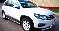 14 849 р. Защита порогов из круглой трубы диаметром 63 мм (Track & Field) Russtal Volkswagen Tiguan NF рестайлинг (2011-2017) (Защита порогов с со скосами на торцах (вариант 1))  с доставкой в г. Горно‑Алтайск. Увеличить фотографию 8