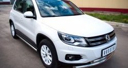 14 849 р. Защита порогов из круглой трубы диаметром 63 мм (Track & Field) Russtal Volkswagen Tiguan NF рестайлинг (2011-2017) (Защита порогов с со скосами на торцах (вариант 1))  с доставкой в г. Горно‑Алтайск. Увеличить фотографию 12