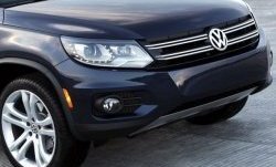 9 199 р. Накладка на передний бампер CT v2  Volkswagen Tiguan  NF (2011-2017) рестайлинг (Неокрашенная)  с доставкой в г. Горно‑Алтайск. Увеличить фотографию 1