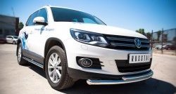 16 899 р. Защита переднего бампера (2 трубыØ63 и 42 мм, нержавейка) SLITKOFF Volkswagen Tiguan NF рестайлинг (2011-2017)  с доставкой в г. Горно‑Алтайск. Увеличить фотографию 3