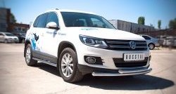 18 449 р. Защита переднего бампера (2 трубыØ63 мм, нержавейка) SLITKOFF  Volkswagen Tiguan  NF (2011-2017) рестайлинг  с доставкой в г. Горно‑Алтайск. Увеличить фотографию 3