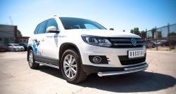 17 849 р. Защита переднего бампера (2 трубыØ76 и 42 мм, нержавейка) SLITKOFF Volkswagen Tiguan NF рестайлинг (2011-2017)  с доставкой в г. Горно‑Алтайск. Увеличить фотографию 3