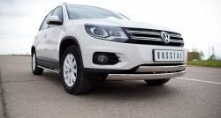 19 999 р. Защита переднего бампера (2 трубыØ75х42 мм, нержавейка) Russtal Volkswagen Tiguan NF рестайлинг (2011-2017)  с доставкой в г. Горно‑Алтайск. Увеличить фотографию 2