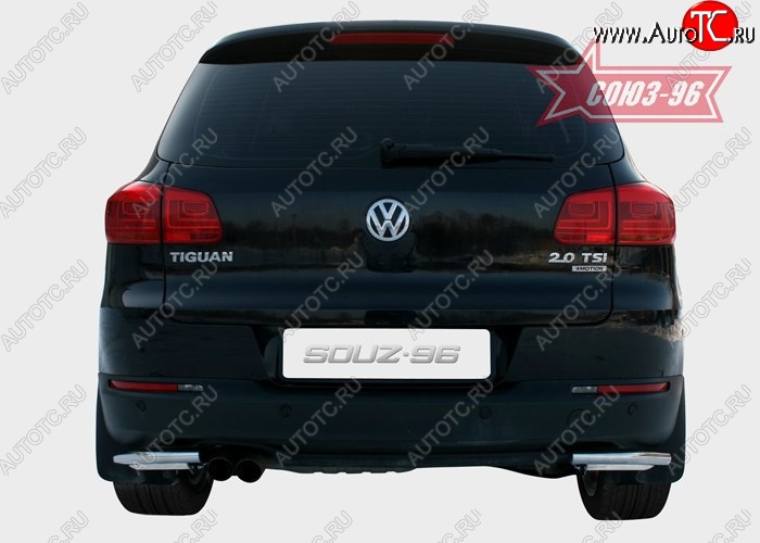 12 779 р. Защита заднего бампера из боковых уголков Souz-96 (d42) Volkswagen Tiguan NF рестайлинг (2011-2017)  с доставкой в г. Горно‑Алтайск