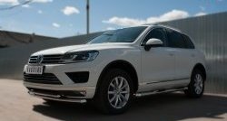 26 099 р. Защита переднего бампера (2 трубыØ63 и 42 мм, нержавейка) SLITKOFF  Volkswagen Touareg  NF (2014-2018) рестайлинг  с доставкой в г. Горно‑Алтайск. Увеличить фотографию 4