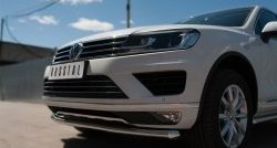 19 299 р. Одинарная защита переднего бампера диаметром 63 мм SLITKOFF  Volkswagen Touareg  NF (2014-2018) рестайлинг  с доставкой в г. Горно‑Алтайск. Увеличить фотографию 2