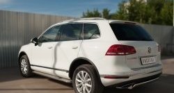 15 649 р. Защита заднего бампера (Ø75x42 мм, нержавейка) Russtal Volkswagen Touareg NF рестайлинг (2014-2018)  с доставкой в г. Горно‑Алтайск. Увеличить фотографию 4