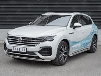 20 999 р. Защита переднего бампера (2 трубы Ø42, нержавейка, NOT 2.0 TSI)  Volkswagen Touareg  CR (2018-2025)  с доставкой в г. Горно‑Алтайск. Увеличить фотографию 2