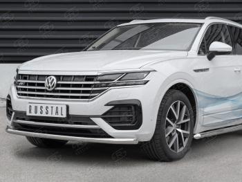 20 999 р. Защита переднего бампера (Ø63 мм, нержавейка, NOT 2.0 TSI) SLITKOFF Volkswagen Touareg CR (2018-2024)  с доставкой в г. Горно‑Алтайск. Увеличить фотографию 2