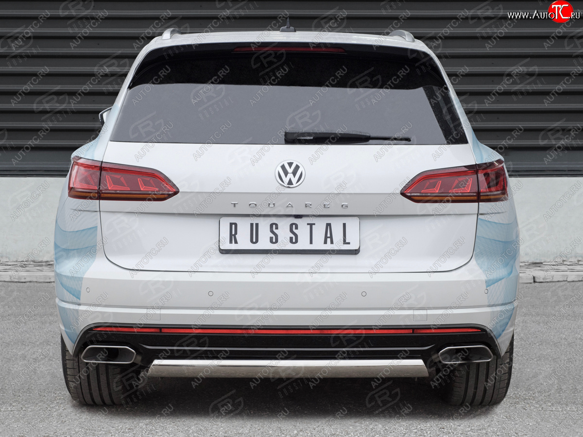 16 699 р. Защита заднего бампера (Ø75х42 мм, нержавейка) Russtal Volkswagen Touareg CR (2018-2024)  с доставкой в г. Горно‑Алтайск