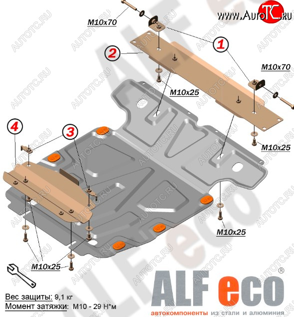 5 499 р. Защита картера двигателя ALFECO  Volkswagen Touareg  GP (2002-2010) дорестайлинг, рестайлинг (Сталь 2 мм)  с доставкой в г. Горно‑Алтайск