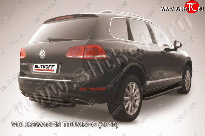 6 999 р. Защита задняя Slitkoff  Volkswagen Touareg  NF (2010-2014) дорестайлинг (Цвет: серебристый)  с доставкой в г. Горно‑Алтайск