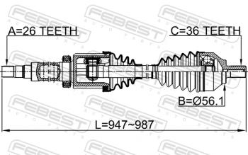 15 849 р. Правый привод передний в сборе FEBEST Volvo 740 (1985-1992)  с доставкой в г. Горно‑Алтайск. Увеличить фотографию 2