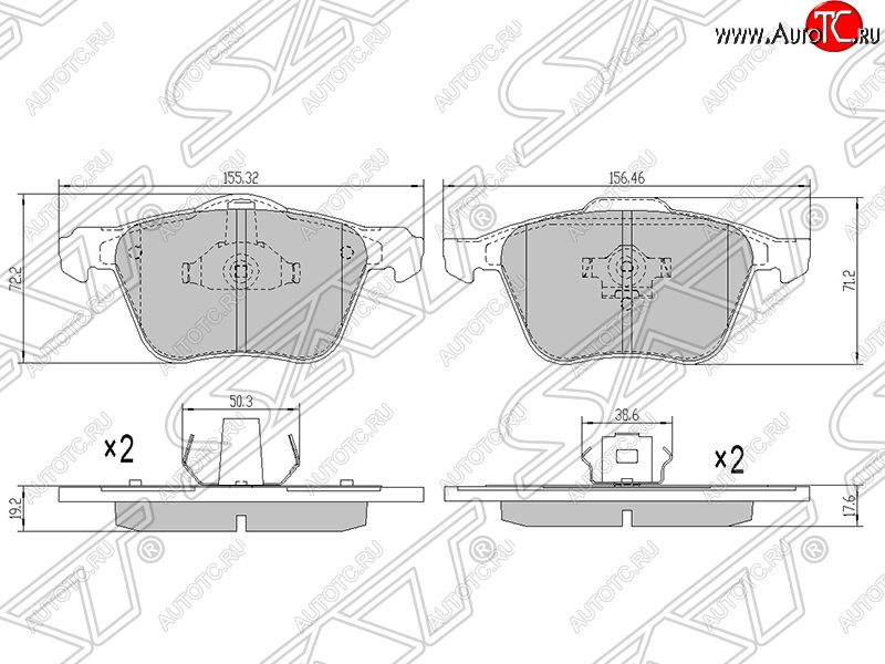 1 229 р. Колодки тормозные передние SAT (15″, 16″) Volvo S60 RS,RH седан дорестайлинг (2000-2004)  с доставкой в г. Горно‑Алтайск