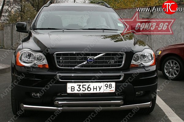 16 379 р. Защита переднего бампера двойная Souz-96 (d76/60) Volvo XC90 C рестайлинг (2006-2014)  с доставкой в г. Горно‑Алтайск